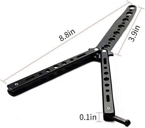 Butterfly Knife Trainer Practice Steel Metal Folding Knife Training Knife Unsharpened Blade (Black)...